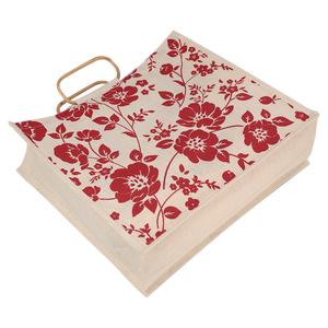 Bolso de mano de yute blanco rojo impreso personalizado bolso de compras con mango de tela reciclable con patrón de flores hecho en La India - Product Image 6