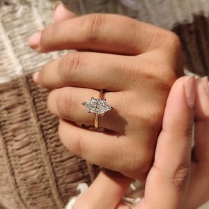 2ct Marquise cut lab grown <b>diamond</b> VS1 certified <b>ring</b> 14kt gold solitaire engagement <b>ring</b> elegant womens fine jewellery design - Product Image 5