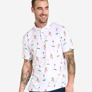 เสื้อยืดกอล์ฟผู้ชายพิมพ์ลายแปลกใหม่ผ้าซับเหงื่อแห้งเร็วระบายอากาศได้ดีผลิตจากโรงงานในฤดูร้อน - Product Image 3