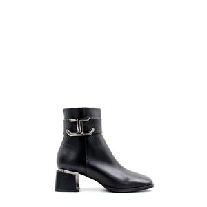 Stivali classici da donna con tacco spesso con fibbia in vera pelle di lana - Product Image 4