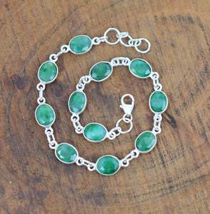 Bracelet ajustable en argent sterling 925 avec émeraude verte, fait à la main, 11 pierres précieuses, bijoux pour femmes, cadeau tendance - Product Image 3