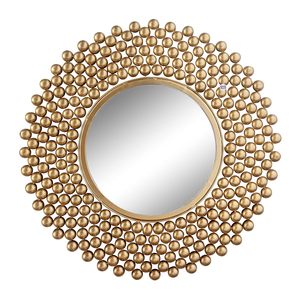 Miroir style arabe doré 28 pouces grand miroir mural rond miroir moderne en métal pour la décoration intérieure - Product Image 1