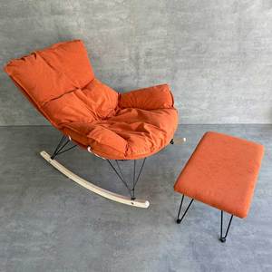 GTG68036 Midcentury Modern Design Rocking Chair Footrest Extendable Tufted Manual <b>Recliner</b> Metal Legs Foam Living Room Chair - Product Image 3