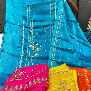 Modern Designer Unstitched Hand Embroidered Indian Fashion-Forward <b>Suits</b> for <b>Women</b> Sun Protection Free Size for Traditional - Product Image 1