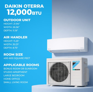 พร้อมจัดส่งไดกิ้น ®   ระบบปั๊มความร้อนแบบมินิสปลิต Oterra 21 SEER2 ขนาด 12,000 BTU ใช้สารทำความเย็น R32 แรงดันไฟฟ้า 230V พร้อมอินเวอร์เตอร์ประสิทธิภาพสูง ติดตั้งบนผนัง - Product Image 2