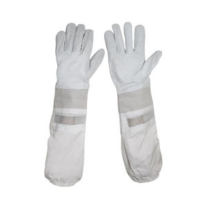 Guantes de apicultura de cuero de grano de cabra y oveja de vaca de alta calidad, mangas largas, cierre elástico, puño de lona para apicultores a prueba de picaduras - Product Image 4