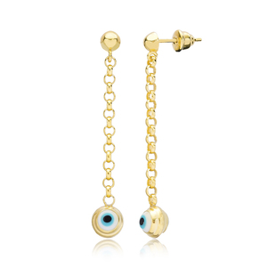 Turkish Eye Design <b>Long</b> <b>Earrings</b> Wholesale Turkish Handmade 925 <b>Silver</b> Sterling for Ladies Jewelry - Product Image 1