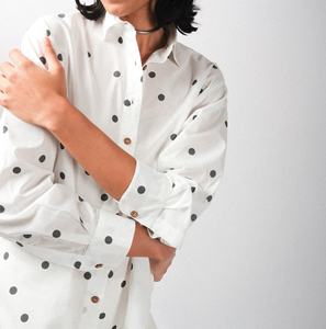 Women's Woven Printed Chiffon Button Shirt <b>Long</b> Sleeve Loose Fit Casual Turn-down Collar Candy Color Spring/Summer <b>Top</b> - Product Image 4