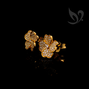 Pendientes de tuerca de flores 0.50ct corte redondo CZ relleno diamante chapado en oro plata esterlina 925 joyería nupcial mariposa espalda | boda - Product Image 5