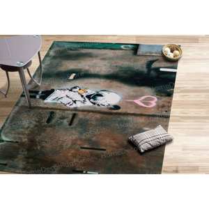 Tapis imprimé : design unique Banksy Space Girl & Bird, tapis en velours de luxe - Product Image 4