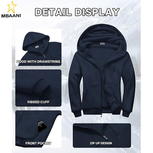 Men <b>Hoodies</b> Zip Up <b>Sherpa</b> <b>Lined</b> Sweatshirts Heavyweight Thick Warm Fleece Winter Jacket. - Product Image 4