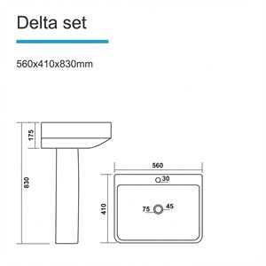 Lavabo Moderno Ecológico de Pedestal Cuadrado Individual - Product Image 2