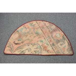 พรมขนสัตว์ตุรกีสีเบจ2.5 x 1.5ft คลาสสิกลายเย็บปะสี่เหลี่ยมผืนผ้าสำหรับทางเข้าห้องนั่งเล่นยางสำหรับใช้ในบ้าน - Product Image 1