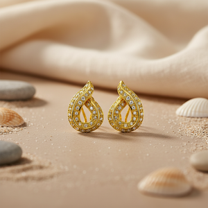 Pendientes de diamantes en forma de lágrima de lujo para mujer, joyería de boda chapada en oro amarillo - Product Image 3