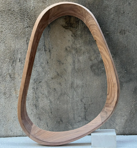 Hecho a mano respetuoso con el medio ambiente ligero asimétrico Irregular diseño ondulado estilo Art Deco espejo de tocador marco de madera de nogal Real hogar - Product Image 4