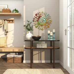 Décoration murale florale en métal pour la maison Sculpture en fer faite à la main élégant salon chambre panneau d'accent intérieur - Product Image 3