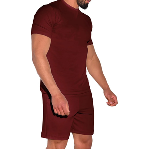 2025 personnalisable mode hommes couleur unie 2 pièces ensemble court hommes été t-shirt et short ensemble respirant personnalisé mode - Product Image 5