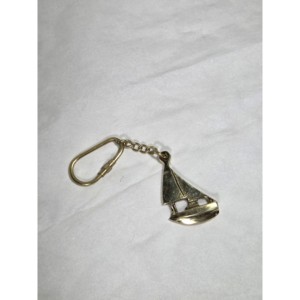 Vintage Solid Brass Sailboat <b>Keychain</b> the Voyager's Keepsake with <b>Leather</b> Wood Crystal Metal Accessories - Product Image 6