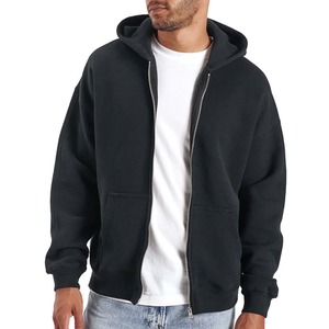 Nueva Llegada, Sudaderas con Capucha Casuales para Hombre, con Cierre, Color Negro y Verde Sólido, 100% Algodón, Impermeables - Product Image 2