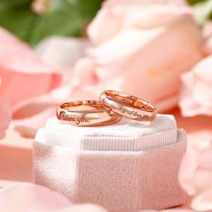 เจลิยา "ฉันรักคุณ" แหวนคู่หมั้นเงินสเตอร์ลิงเคลือบทองคำสีกุหลาบ - Product Image 6