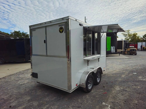 Remorque de restauration mobile blanche 7x12 avec toit en V, entièrement équipée, pour la vente de pizzas, à vendre - Product Image 4