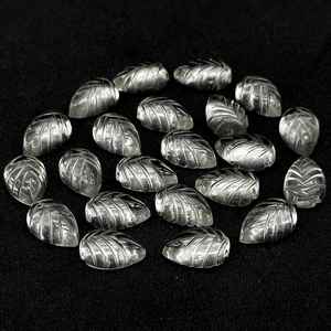Perles en cristal de quartz naturel transparent en forme de feuille, 14 mm, sculptées à la main, briolette, breloques en forme de feuille - Product Image 1