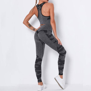 Venta al por mayor de leggings de yoga y conjuntos de sujetador de talla grande para mujer con logotipo personalizado superventas conjunto de Yoga de color sólido de cintura alta - Product Image 2