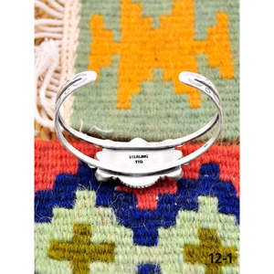 Southwest Handmade White Buffalo & Sterling Silver Fashion Cuff Bracelet - Product Image 4