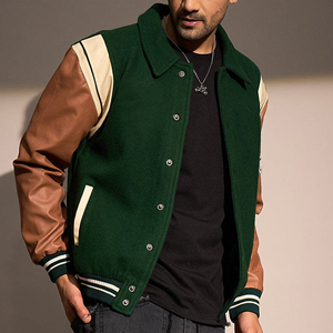 OEM Custom Canvas <b>Men's</b> Hooded Waterproof Breathable Winter Baseball <b>Bomber</b> <b>Varsity</b> <b>Jacket</b> Plus Size Front High Street Style - Product Image 6