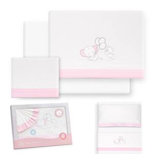 Juego de Ropa de Cama de Franela de 3 Piezas para Cuna, Modelo OSO-ELEFANTE, Sábana para Bebé con Técnica de Tejido y Diseño de Personajes - Product Image 1
