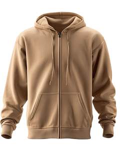 Sweatshirts à capuche zippés et pulls à capuche en coton de couleur unie pour hommes Streetwear décontracté avec poche kangourou pour l'automne et l'hiver - Product Image 1