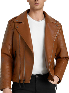 Chaqueta de Motociclista de Cuero para Hombre con Acolchado Protector y Cierre de Cremallera, Chaquetas Clásicas de Cuero para Motociclistas - Product Image 3