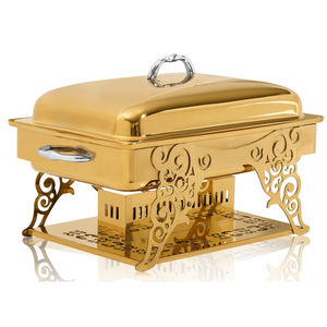 Plato de frotamiento asequible, calentador de comida de buffet de lujo de acero inoxidable para uso en fiestas de bodas, plato de servicio personalizable y de alta calidad - Product Image 3