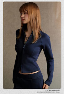 Poncho Street Dry 2025 Autunno Vintage Americano Slim con Cerniera Antirughe Collo Alto Manica Lunga per <span class=keywords><strong>Donna</strong></span> - Product Image 3