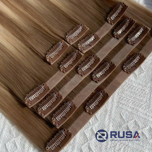 Extensiones de Cabello Humano Virgen RUSA con Clip, Remy Vietnamita, Puntas Completas, Color Marrón, Doble Trama a Máquina, 10-34 Pulgadas, Aptas para Permanente - Product Image 4