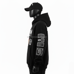 Sudadera con capucha de lana de peso pesado Premium 360 GSM tela de poliéster de algodón suave logotipo personalizado parche bordado diseño básico Sudadera con capucha - Product Image 5