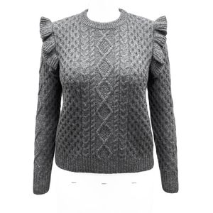 เสื้อสเวตเตอร์ไหมพรมคอวีทรงหลวมสำหรับผู้หญิง รุ่น FW23 ลายถักแบบหนา ระบายอากาศได้ดี แห้งเร็ว สไตล์ลำลอง เหมาะสำหรับใส่ในฤดูหนาว - Product Image 1