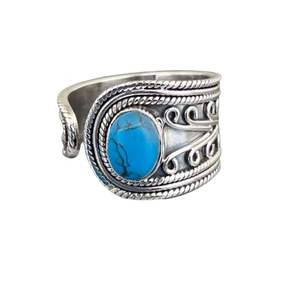 925 argent Turquoise taille réglable bague à la main Style classique déclaration bague poire coupe diamant Rhodium pour les mariages fêtes - Product Image 6