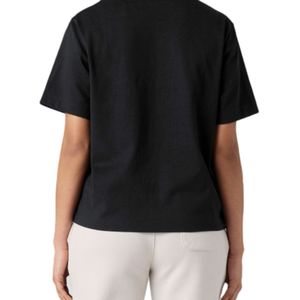 เสื้อยืดโอเวอร์ไซส์สีดำสำหรับผู้หญิง ผ้าฝ้าย 100% เนื้อหนา คอกลม ไม่มีลาย สกรีนโลโก้ตามสั่ง รับผลิตแบบ OEM - Product Image 4