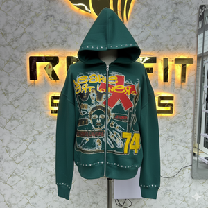 Sweat à capuche avec fermeture éclair imprimé à prix de gros de haute qualité et étiquette personnalisée sweats à capuche pour hommes à bas prix fabriqués en usine - Product Image 5