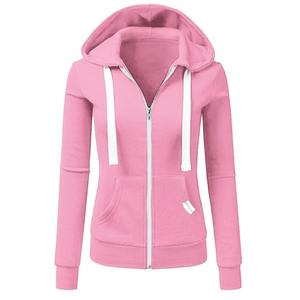 2024 Winter New <b>Women's</b> Personalized Casual <b>Cardigan</b> Zipper Hoodie Front Custom Fashion Outdoor Sportswear 100% Cotton Fleece - Product Image 1