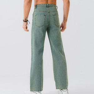 Custom Made Mens Jeans With Distressed Look Soft <b>Fabric</b> Feel And Modern Slim Tapered Fit - Product Image 1