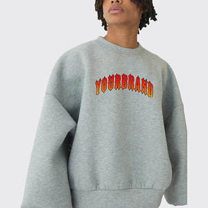 Venta al por mayor por encargo de talla grande de cuello redondo pulóver peso pesado básico sudadera personalizado bordado Logo sudaderas con capucha y sudadera - Product Image 1