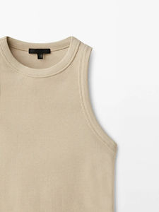 Top corto acanalado de cuello alto con logotipo personalizado, camisetas sin mangas de punto para mujer, camiseta sin mangas de entrenamiento para mujer, ropa deportiva para gimnasio, camisetas sin mangas para mujer - Product Image 4