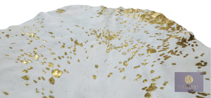 Tapis en cuir de vachette blanc et or lavé à l'acide fait à la main cheveux naturels sur tapis en cuir anti-dérapant décor intérieur et extérieur moderne - Product Image 5