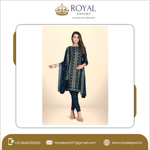 Ropa de fiesta de diseño único, ropa india, cosida completa, pesada, Georgette, bordado, Zari, corte recto, Churidar, Salwar, Kameez - Product Image 5