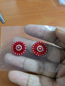 Custom Made Hand Made <b>Beaded</b> Bindis Ideal for Resale by Fashion Jewelry Stores in a Large Assortment of Designs in <b>Red</b> - Product Image 6