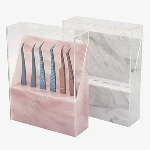 Dust Cover Tweezer Holder Transparent Acrylic Eyelash tweezers Stand Storage Rack for tweezer and display stand