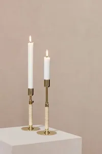 Modern Round <b>Candlestick</b> <b>Holder</b> in <b>Brass</b> Tableware for Home Dining with Stylish Metal Design - Product Image 3