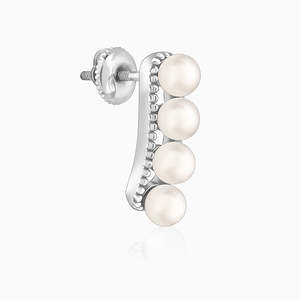 Pendientes de perlas de plata inspiradoras-Accesorio elegante y seductor - Product Image 2